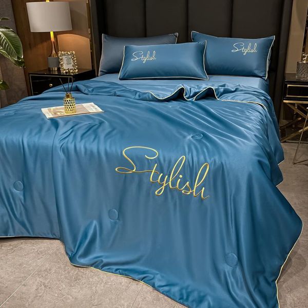 comforters & sets luxury bedding silk embroidered summer quilt four-piece set, cool quilt, solid color
comforters & sets luxury bedding silk embroidered summer quilt four-piece set, cool quilt, solid color