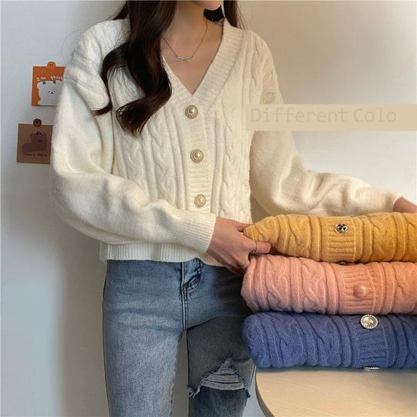 women's knits & tees 2021 v-neck knitted cardigan sweater loose all-match single breasted long sleeve slim coat top, White
women's knits & tees 2021 v-neck knitted cardigan sweater loose all-match single breasted long sleeve slim coat top, White