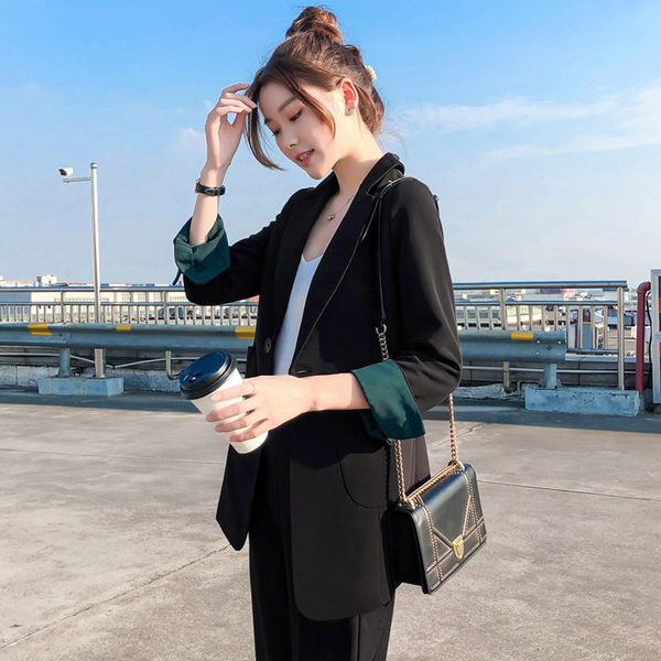 women's suits & blazers small suit jacket ladies black student korean casual spring and fall drape female blazer traf zr8x, White;black
women's suits & blazers small suit jacket ladies black student korean casual spring and fall drape female blazer traf zr8x, White;black