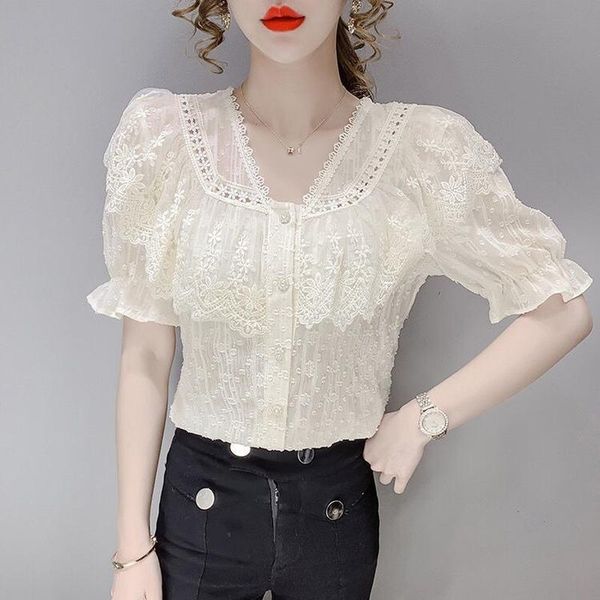 women's blouses & shirts 2021 summer fashion style ruffled short-sleeved v-leader lace blouse temperament design niche loose western sh, White
women's blouses & shirts 2021 summer fashion style ruffled short-sleeved v-leader lace blouse temperament design niche loose western sh, White