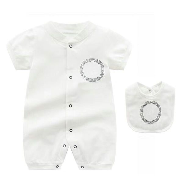 Kids Designer Rompers Bib 2 Piece Set Baby Boy Girl Summer Short-sleeved Combed Cotton Clothes Top Quality Newborn Jumpsuits 0-24months, White
Kids Designer Rompers Bib 2 Piece Set Baby Boy Girl Summer Short-sleeved Combed Cotton Clothes Top Quality Newborn Jumpsuits 0-24months, White