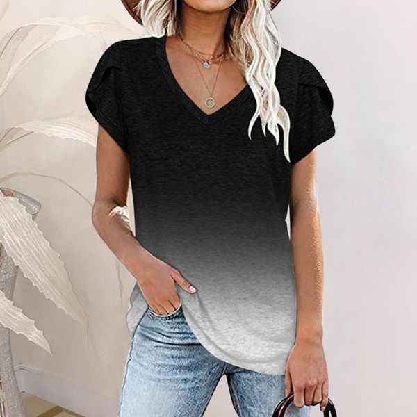 women's t-shirt womens gradient summer tee shirt femme v neck petal sleeve casual t-shirts pullover tunics harajuku camisetas, White
women's t-shirt womens gradient summer tee shirt femme v neck petal sleeve casual t-shirts pullover tunics harajuku camisetas, White