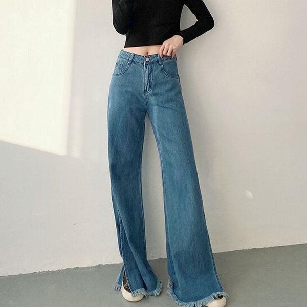women's jeans women flared vintage high waist bell bottom denim pants loose split trousers, Blue
women's jeans women flared vintage high waist bell bottom denim pants loose split trousers, Blue