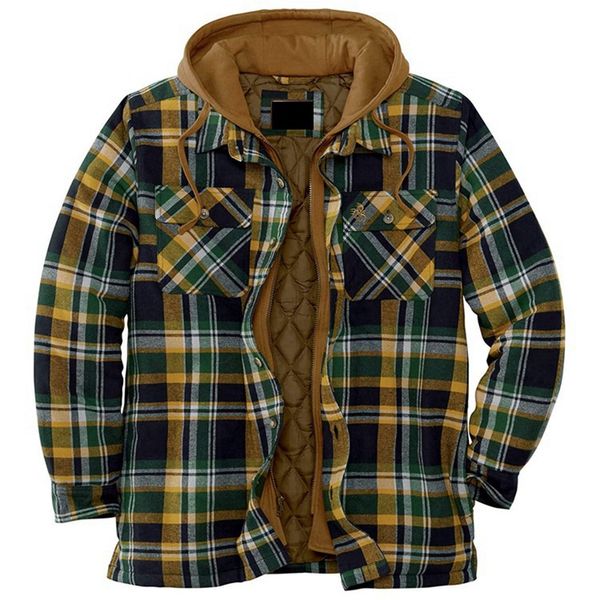 Explosive style men's European and autumn and winter models cotton plaid long-sleeved loose hooded jacket, Black;brown 
Explosive style men's European and autumn and winter models cotton plaid long-sleeved loose hooded jacket, Black;brown