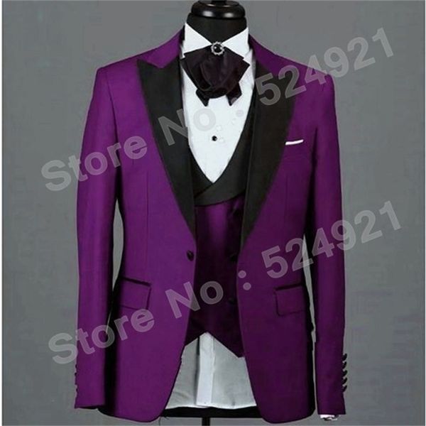 men's suits & blazers brand groomsmen purple groom tuxedos peak black lapel men wedding man bridegroom (jacket + pants vest tie, White;black
men's suits & blazers brand groomsmen purple groom tuxedos peak black lapel men wedding man bridegroom (jacket + pants vest tie, White;black