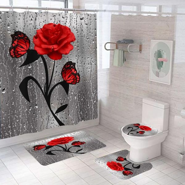 red rose bathroom non-slip mat set durable waterproof colorful shower curtain pedestal rug lid toilet cover bath rugs curtains
red rose bathroom non-slip mat set durable waterproof colorful shower curtain pedestal rug lid toilet cover bath rugs curtains