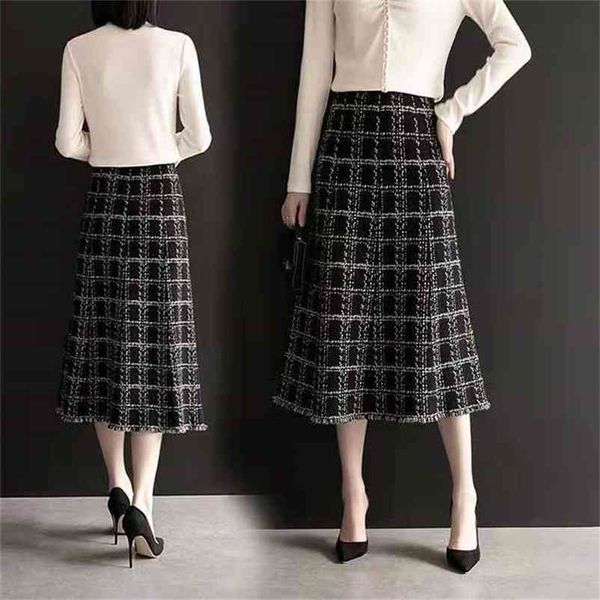 vintage winter black plaid tweed skirt women midi long high waist a-line knitted office ladies plus size slim work clothes 210421
vintage winter black plaid tweed skirt women midi long high waist a-line knitted office ladies plus size slim work clothes 210421