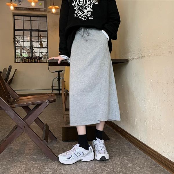 winter women korean style long skirts black gray skirt high waist drawstring elastic a-line irregular
winter women korean style long skirts black gray skirt high waist drawstring elastic a-line irregular