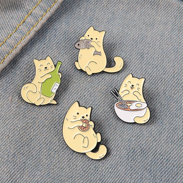 cat and fish enamel pins kitten eating food donuts noodle badge sweet cute pinback buttons accessories animal lover gifts, Gray
cat and fish enamel pins kitten eating food donuts noodle badge sweet cute pinback buttons accessories animal lover gifts, Gray
