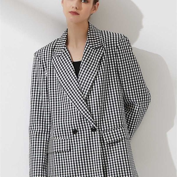 wixra women plaid double breasted blazer vintage coat fashion notched collar long sleeve ol ladies outerwear classic 211122, White;black
wixra women plaid double breasted blazer vintage coat fashion notched collar long sleeve ol ladies outerwear classic 211122, White;black