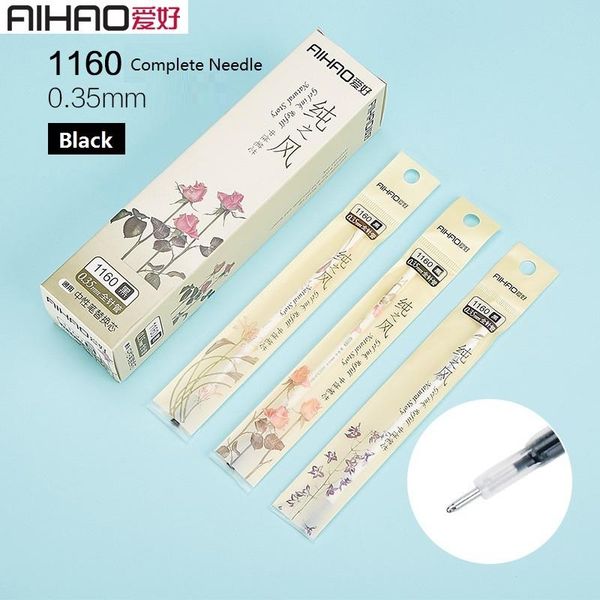 refills 20pcs aihao brand 0.35mm complete needle black blue red permanent ink neutral pen refill gel replacement stationery, Black;red 
refills 20pcs aihao brand 0.35mm complete needle black blue red permanent ink neutral pen refill gel replacement stationery, Black;red