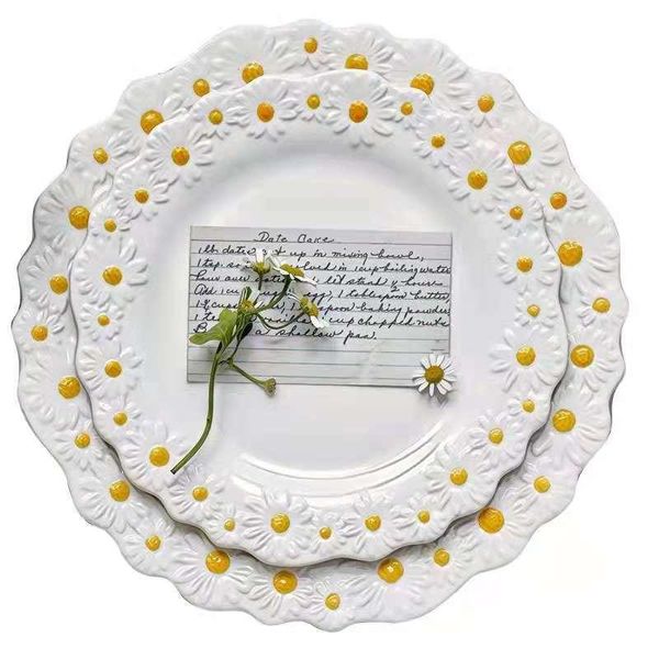 dishes & plates creative embossed daisy ceramic dinner plate soup bowl and milk cup tableware set
dishes & plates creative embossed daisy ceramic dinner plate soup bowl and milk cup tableware set