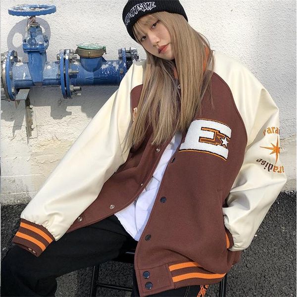 women's jackets women bomber jacket harajuku vintage baseball uniform couples streetwear men autumn coat letter embroidery female outwe, Black;brown
women's jackets women bomber jacket harajuku vintage baseball uniform couples streetwear men autumn coat letter embroidery female outwe, Black;brown