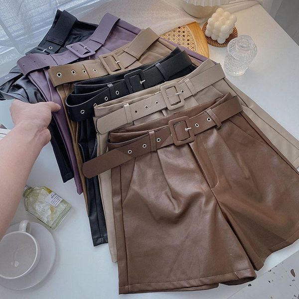women's shorts 2021 autumn style korean fashion all-match pu leather high waist thin wide leg boots pants outer wear casual women, White;black
women's shorts 2021 autumn style korean fashion all-match pu leather high waist thin wide leg boots pants outer wear casual women, White;black