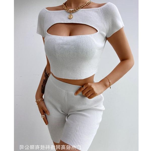 women's tracksuits mandylandy yoga sets women 2 piece outfits white short-sleeved hollow-out suit shorts crop, Gray
women's tracksuits mandylandy yoga sets women 2 piece outfits white short-sleeved hollow-out suit shorts crop, Gray