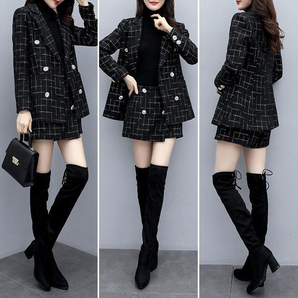two piece dress and winter autumn fashion small fragrance two-piece thick suit skirt women's plaid jacket casual pants woolen, White
two piece dress and winter autumn fashion small fragrance two-piece thick suit skirt women's plaid jacket casual pants woolen, White