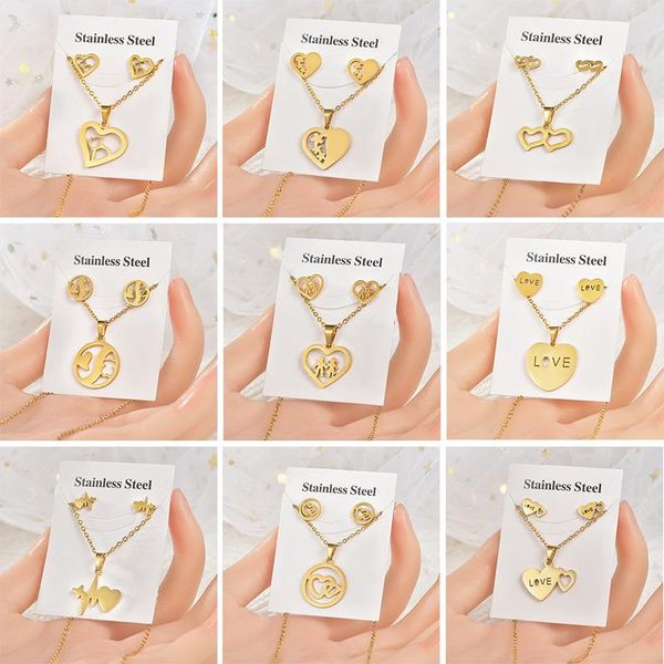 earrings & necklace fashion titanium steel jewelry set stainless geometric love two-piece for men and women, Silver
earrings & necklace fashion titanium steel jewelry set stainless geometric love two-piece for men and women, Silver