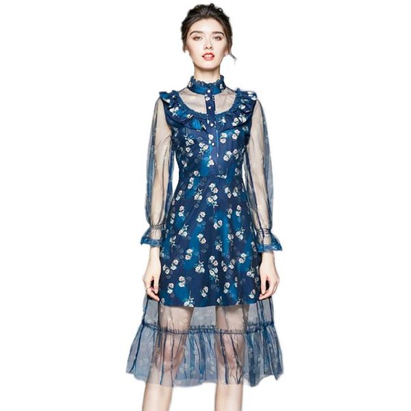 spring autumn women elegant dress flowers print mesh lace patchwork slim long casual dresses, Black;gray
spring autumn women elegant dress flowers print mesh lace patchwork slim long casual dresses, Black;gray