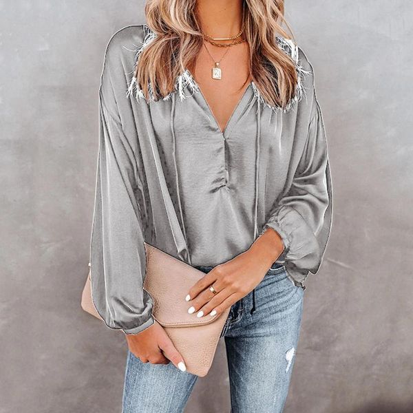 women's polos fashionable v neck shirt fashion pure color office lady workwear autumn flare long sleeve shirts outfit, White
women's polos fashionable v neck shirt fashion pure color office lady workwear autumn flare long sleeve shirts outfit, White