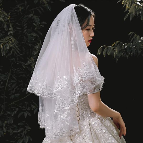 bridal veils women tulle veil sequins wedding two layers short white gold marriage accessories with comb, Black
bridal veils women tulle veil sequins wedding two layers short white gold marriage accessories with comb, Black