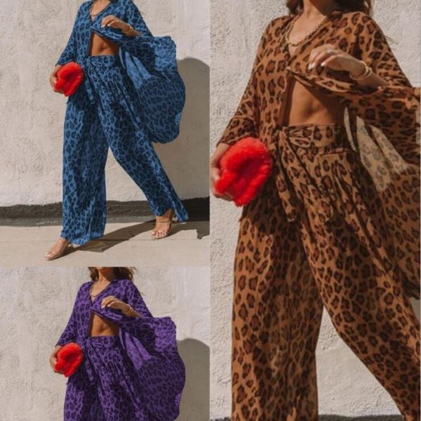 women's two piece pants 2021 summer leopard print women sets spring v-neck button shirt and wide leg suit street outfits rv948, White
women's two piece pants 2021 summer leopard print women sets spring v-neck button shirt and wide leg suit street outfits rv948, White