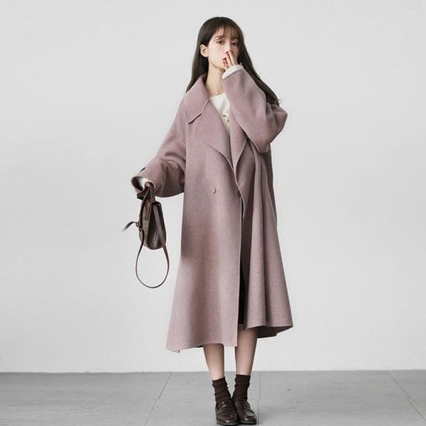women's wool & blends fashion temperament autumn and winter sweater jacket simple mid-length elegant long korean loose coat qm*, Black
women's wool & blends fashion temperament autumn and winter sweater jacket simple mid-length elegant long korean loose coat qm*, Black