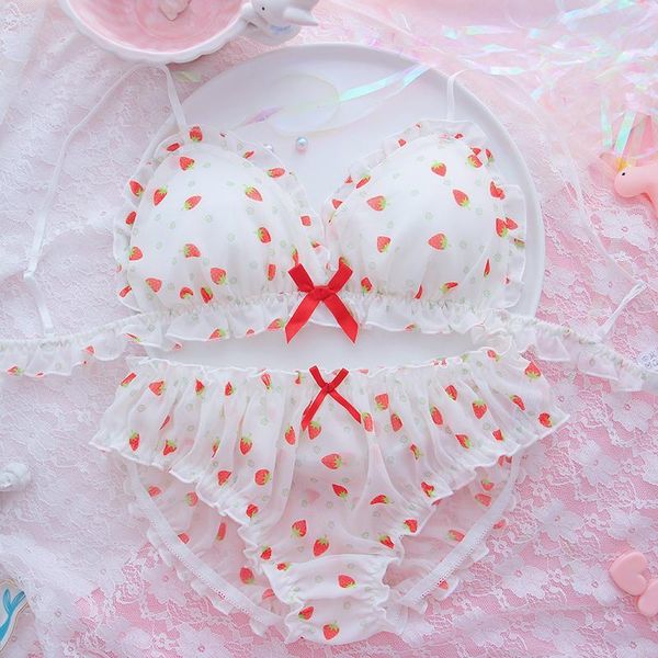 bras sets underwear set women kawaii sweet lolita women's strawberry bra & panties lingerie bow japanese bikini briefs intimates, Red;black
bras sets underwear set women kawaii sweet lolita women's strawberry bra & panties lingerie bow japanese bikini briefs intimates, Red;black