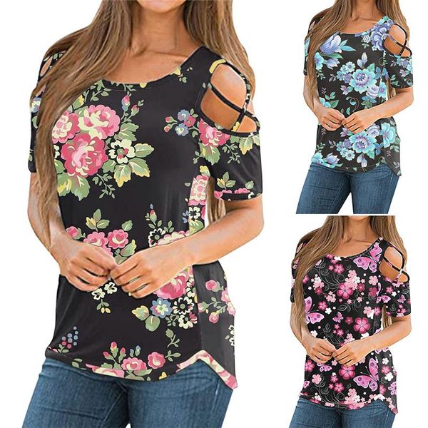 women's t-shirt summer round neck short-sleeved off-the-shoulder casual printing ladies fashion la mode pour femmes, White
women's t-shirt summer round neck short-sleeved off-the-shoulder casual printing ladies fashion la mode pour femmes, White