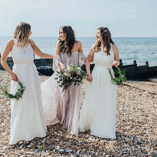 boho beach sleeveless bridesmaid dress a line chiffon spring summer garden maid of honor gown wedding guest tailor made plus size available, White;pink
boho beach sleeveless bridesmaid dress a line chiffon spring summer garden maid of honor gown wedding guest tailor made plus size available, White;pink