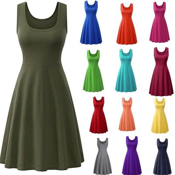 casual dresses summer dress women sleeveless tank solid square collar multi-color a-line high waist female, Black;gray
casual dresses summer dress women sleeveless tank solid square collar multi-color a-line high waist female, Black;gray
