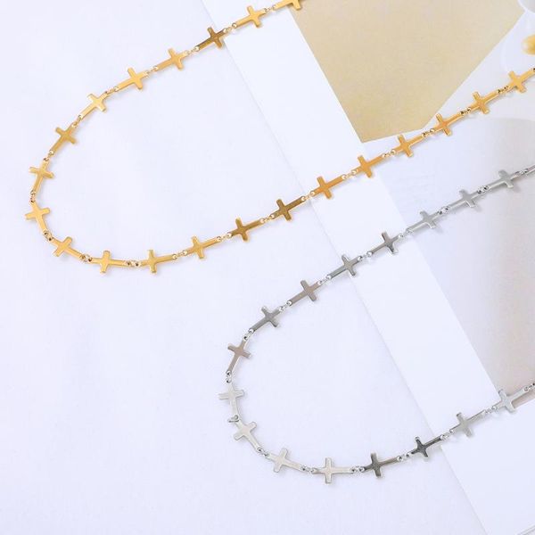 chains necklace female european american cross chain hip hop personality thorns retro simple titanium steel clavicle men's, Silver
chains necklace female european american cross chain hip hop personality thorns retro simple titanium steel clavicle men's, Silver