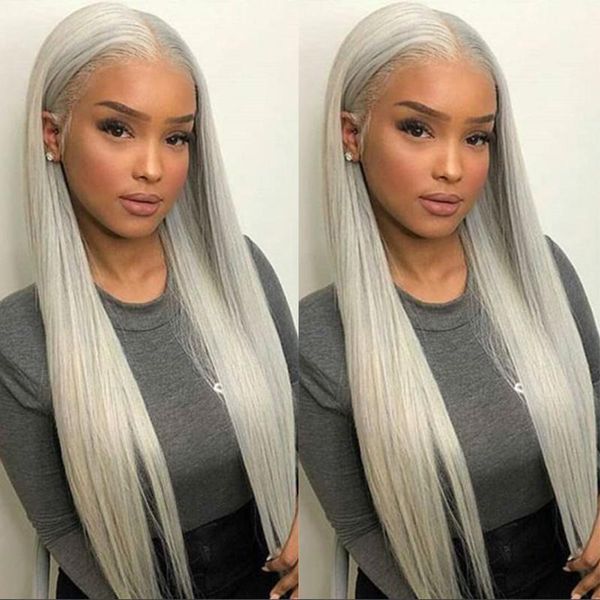 synthetic wigs long straight sliver grey lace front for women t-part high density, Black
synthetic wigs long straight sliver grey lace front for women t-part high density, Black