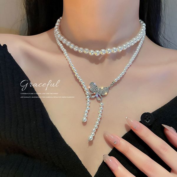 necklace luxury designer chain south korea east gate new pearl tassel inlaid with diamond butterfly double layer collar bone neck net red te, Silver
necklace luxury designer chain south korea east gate new pearl tassel inlaid with diamond butterfly double layer collar bone neck net red te, Silver