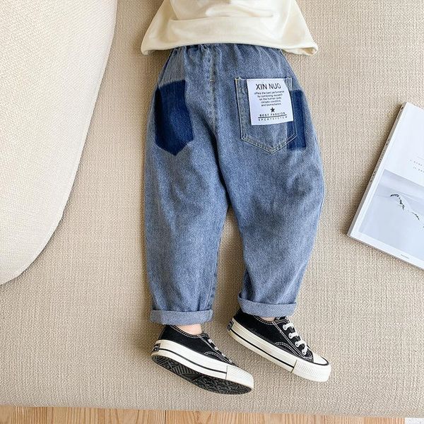 jeans pants elastic waist mid long length solid loose cotton casual fashion spring autumn boys children kids, Blue
jeans pants elastic waist mid long length solid loose cotton casual fashion spring autumn boys children kids, Blue