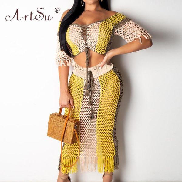 colorful lace up crochet off shoulder crop and tassel long skirt mesh hollow out summer beach women two piece set women's pants, White
colorful lace up crochet off shoulder crop and tassel long skirt mesh hollow out summer beach women two piece set women's pants, White