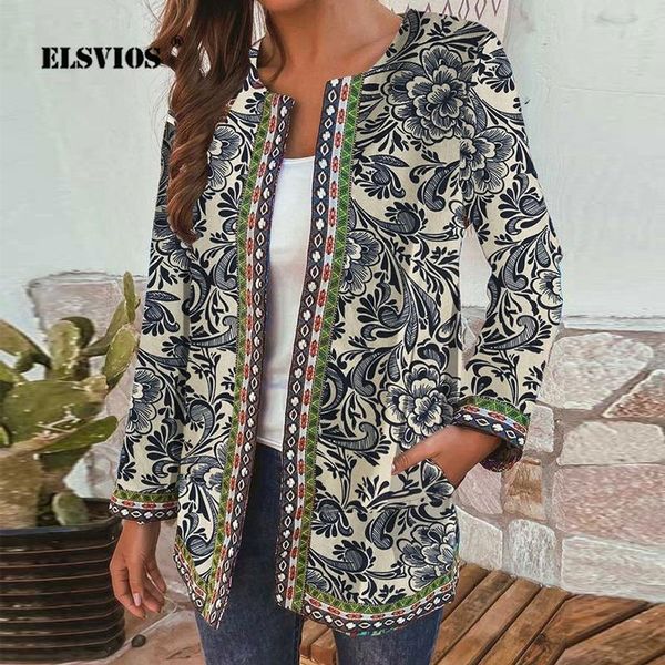 women o neck long sleeve mid-length coats retro elegant floral printed casual loose winter thin plus size women's jackets, Black;brown
women o neck long sleeve mid-length coats retro elegant floral printed casual loose winter thin plus size women's jackets, Black;brown