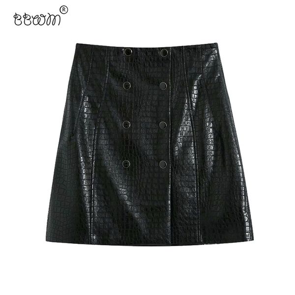 women fashion metal buttons leather skirt vintage a line high waist mini skirts casual jupe femme 210531, Black
women fashion metal buttons leather skirt vintage a line high waist mini skirts casual jupe femme 210531, Black