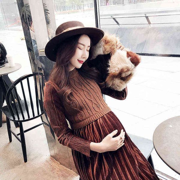 fashion autumn/winter long skirt maternity knitting dress regnant women dress fitness design show thin pregnant dress aa220309, White
fashion autumn/winter long skirt maternity knitting dress regnant women dress fitness design show thin pregnant dress aa220309, White