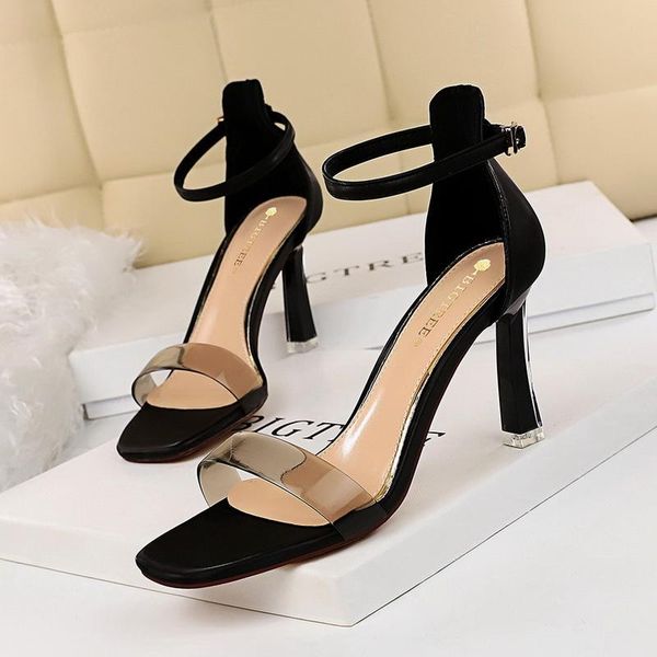 dress shoes fashion transparent pvc sandals for women crystal high heels pumps peep toe summer femmes sandales size 34-40 8.5cm, Black
dress shoes fashion transparent pvc sandals for women crystal high heels pumps peep toe summer femmes sandales size 34-40 8.5cm, Black
