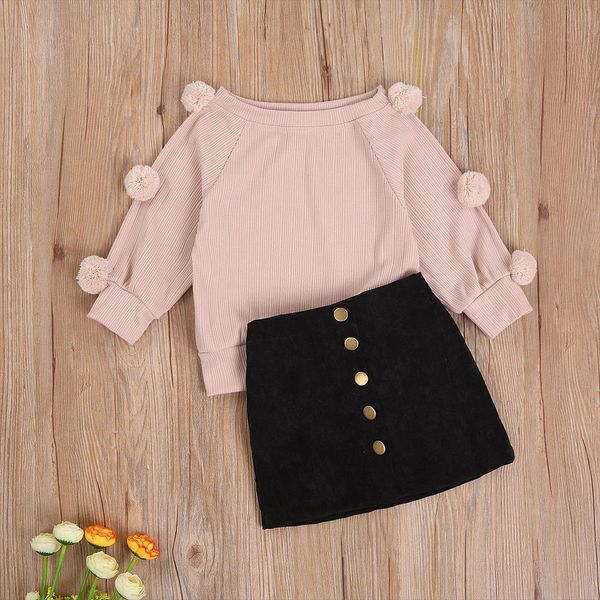 2 pcs toddler solid color outfits baby girl long sleeve round neck pompom knitwear decorative button skirt set 7y, White
2 pcs toddler solid color outfits baby girl long sleeve round neck pompom knitwear decorative button skirt set 7y, White