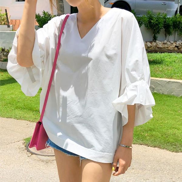 loose white shirt trumpet flare sleeve v neck fashion slimming base casual students bat blouse women's blouses & shirts
loose white shirt trumpet flare sleeve v neck fashion slimming base casual students bat blouse women's blouses & shirts