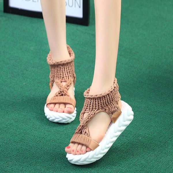 wool knitting sandals women knit cross fish mouth platform summer 2021 female heeled footwear open toe wedge shoes, Black
wool knitting sandals women knit cross fish mouth platform summer 2021 female heeled footwear open toe wedge shoes, Black
