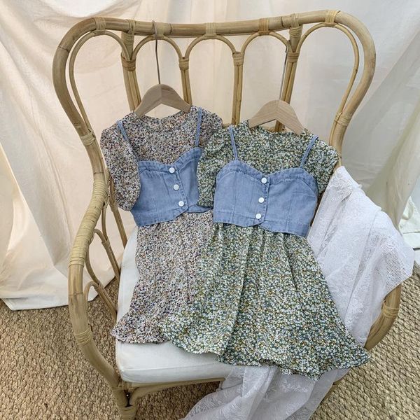 korea style girls 2 pcs set floral dress +denim vest summer fashion sets kids clothes 3-8 years d clothing, White
korea style girls 2 pcs set floral dress +denim vest summer fashion sets kids clothes 3-8 years d clothing, White