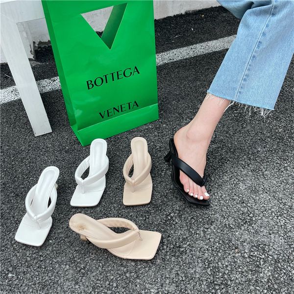 summer fashion flip-flops square toe shoes womens slippers kitten heel high heels ladies mules slides for women, Black 
summer fashion flip-flops square toe shoes womens slippers kitten heel high heels ladies mules slides for women, Black