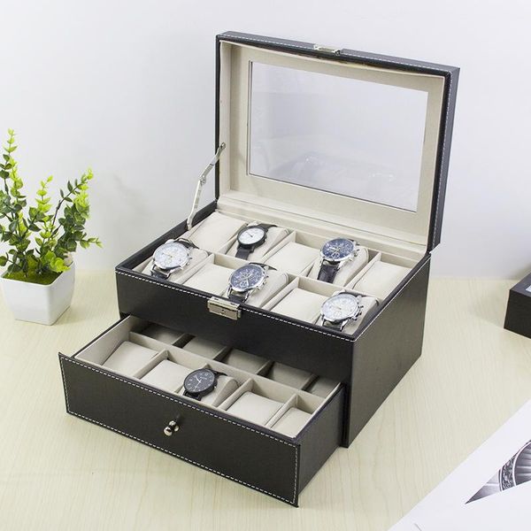 watch boxes & cases 20 bit box pu leather plain black double layer storage drawer display, Black;blue
watch boxes & cases 20 bit box pu leather plain black double layer storage drawer display, Black;blue
