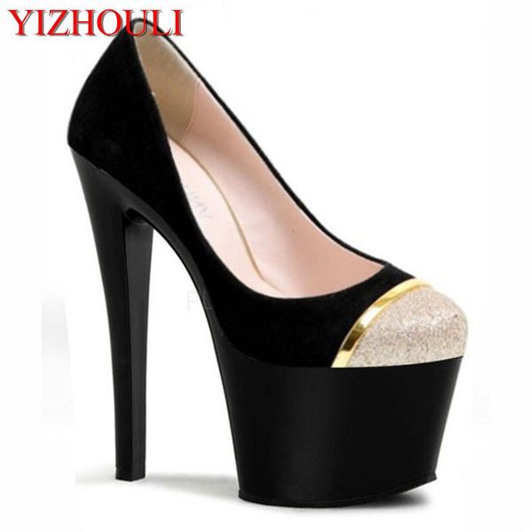 women's high heels with sequined round head and 17cm stiletto heels, 7 "crystal soles for stage party heel shoes dress, Black
women's high heels with sequined round head and 17cm stiletto heels, 7 "crystal soles for stage party heel shoes dress, Black