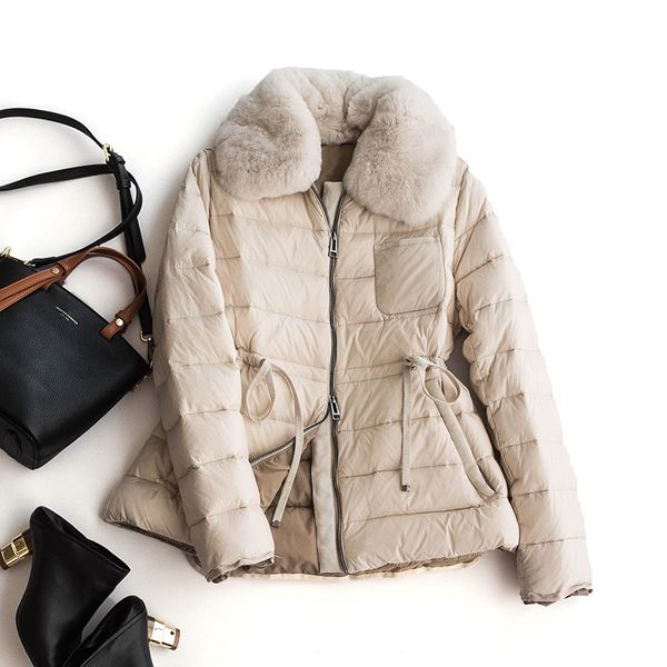 winter ultra light white duck down jacket women warm large real rabbit fur coat sash tie up hem single breasted outwear 210423, Black
winter ultra light white duck down jacket women warm large real rabbit fur coat sash tie up hem single breasted outwear 210423, Black