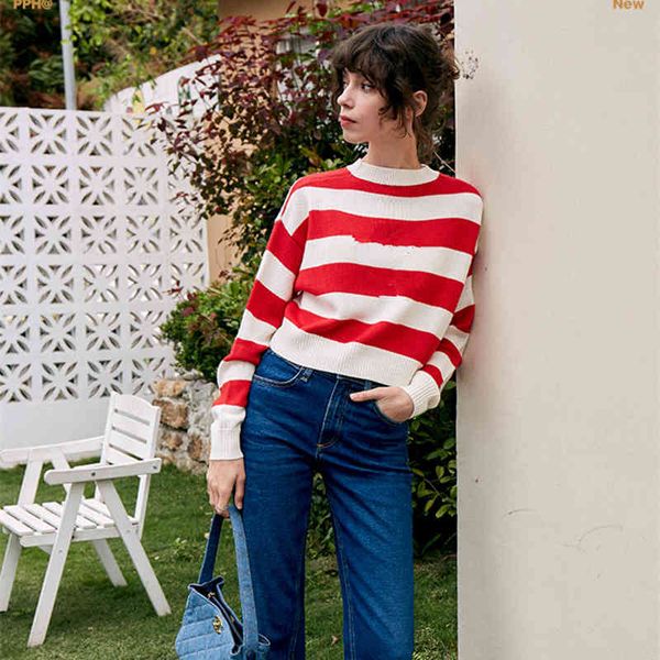 sweaters korean style women striped pullover cropped sweater 2021 runway designer round neck short knitted sweaters jersey mujer, White;black
sweaters korean style women striped pullover cropped sweater 2021 runway designer round neck short knitted sweaters jersey mujer, White;black
