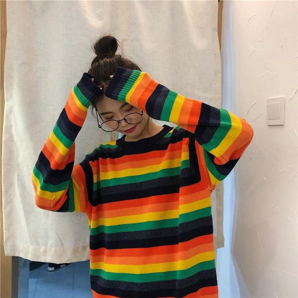 women's sweaters harajuku striped rainbow sweater women pullover ulzzang korean style kawaii girl knitted 2021 autumn winter outfit, White;black
women's sweaters harajuku striped rainbow sweater women pullover ulzzang korean style kawaii girl knitted 2021 autumn winter outfit, White;black