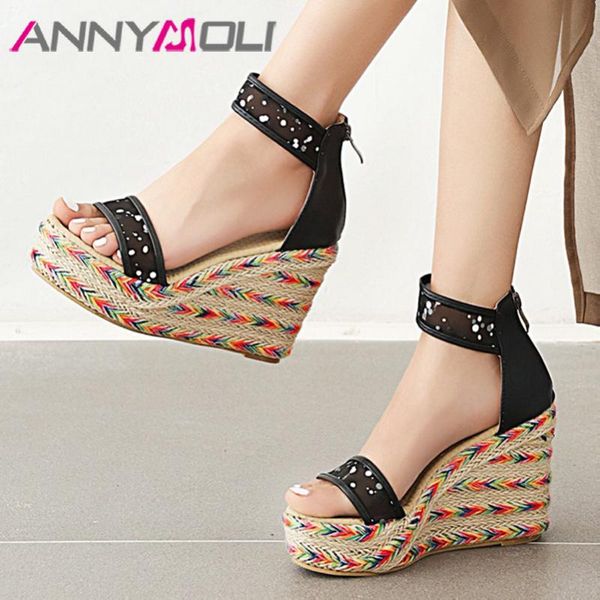 dress shoes annymoli woman ankle wrap sandals espadrille platform extreme high heels zipper wedges heel polka dot female 33-43, Black
dress shoes annymoli woman ankle wrap sandals espadrille platform extreme high heels zipper wedges heel polka dot female 33-43, Black